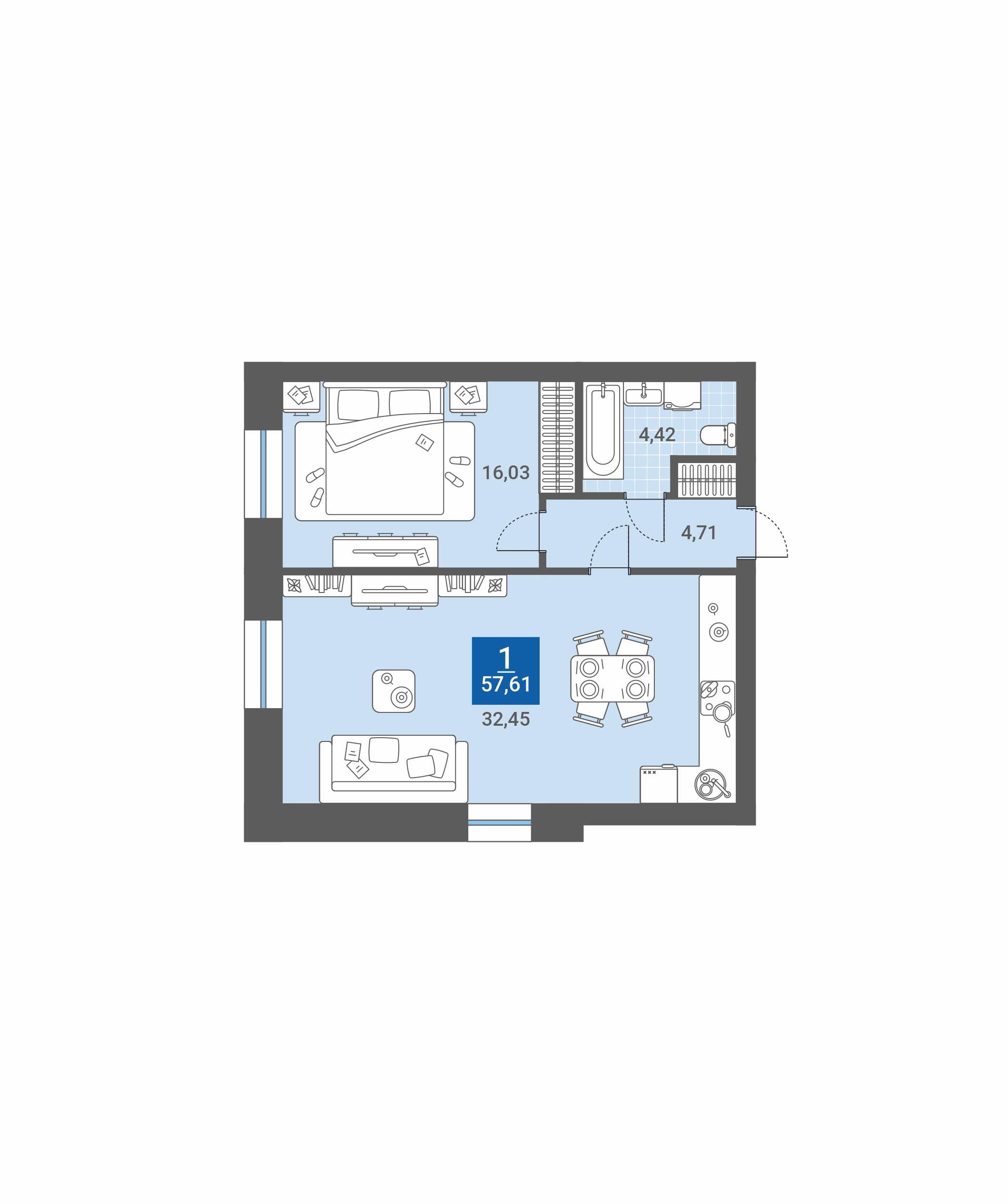 планировка квартиры 58 м2